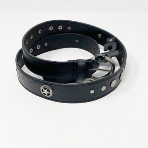 Womens Black Leather Silver Studded Belt  Size Medium  NEW